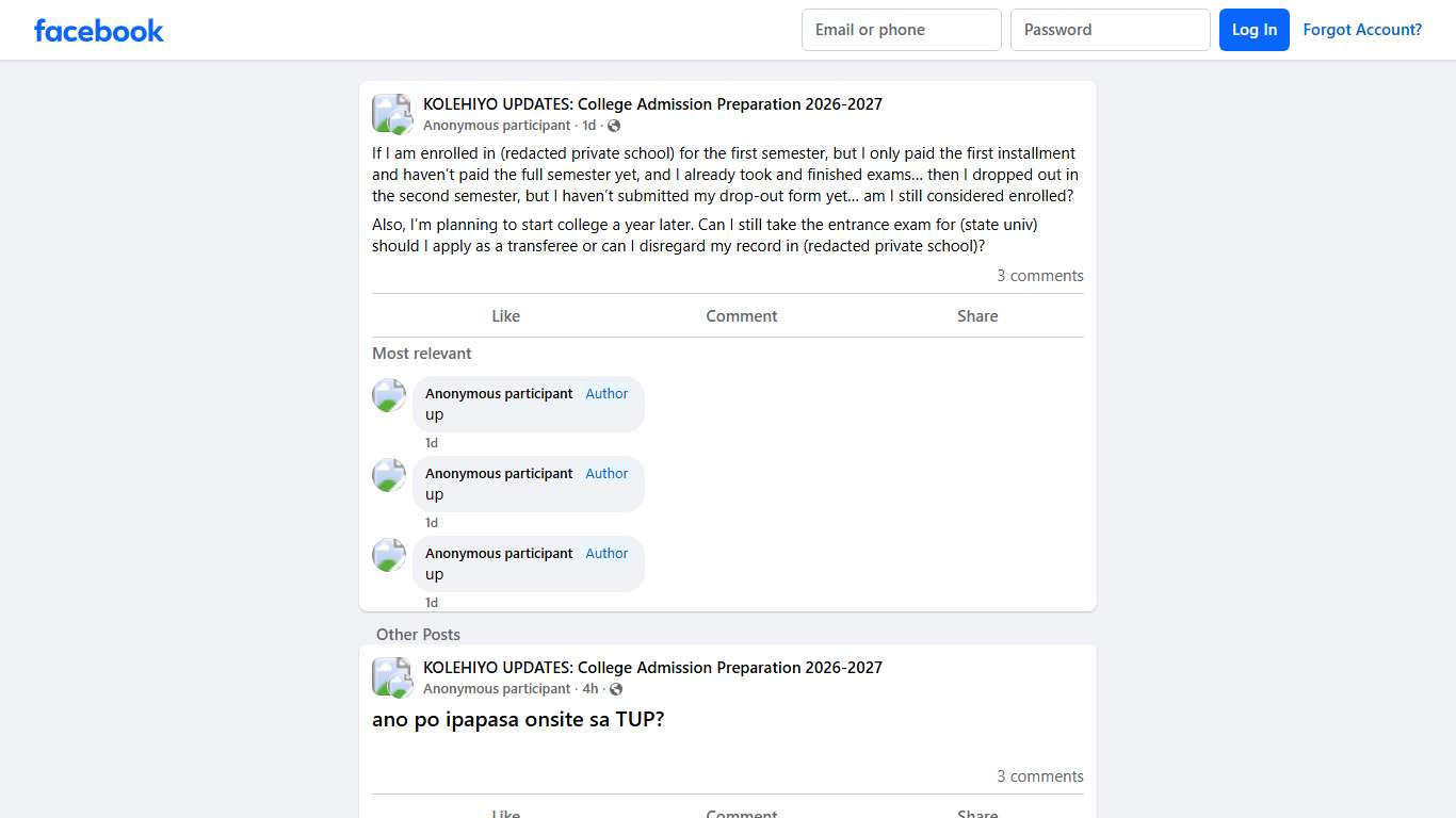 KOLEHIYO UPDATES: College Admission Preparation 2026-2027 If I am enrolled in (redacted private school) for the first semester, but I only paid the first installment and haven’t paid the full semester yet, ... Facebook
